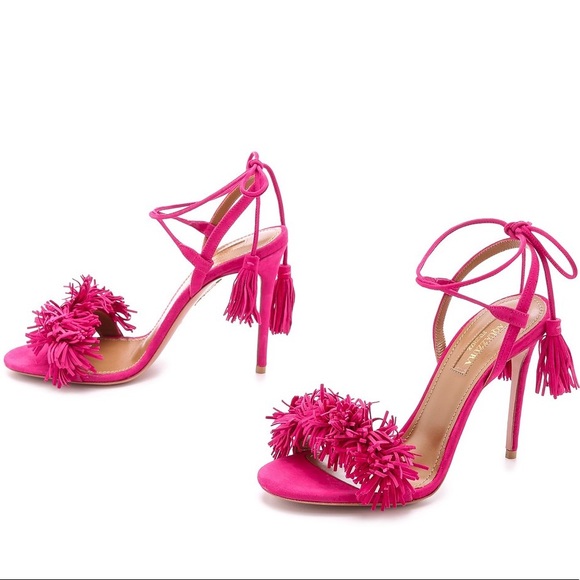 Aquazzura Shoes - Aquazzura wild thing pink fringe sandals $795 6